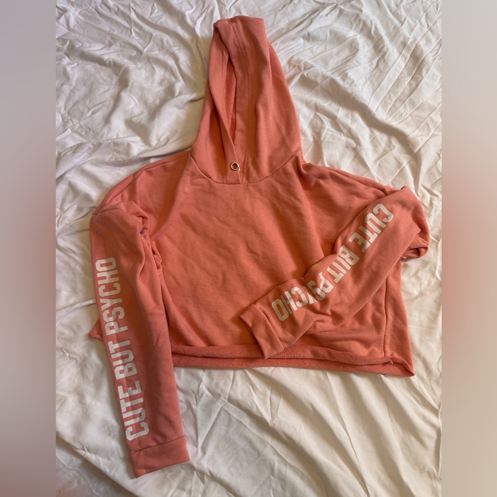Rue21 Cute But Psycho Pink Cropped Hoodie